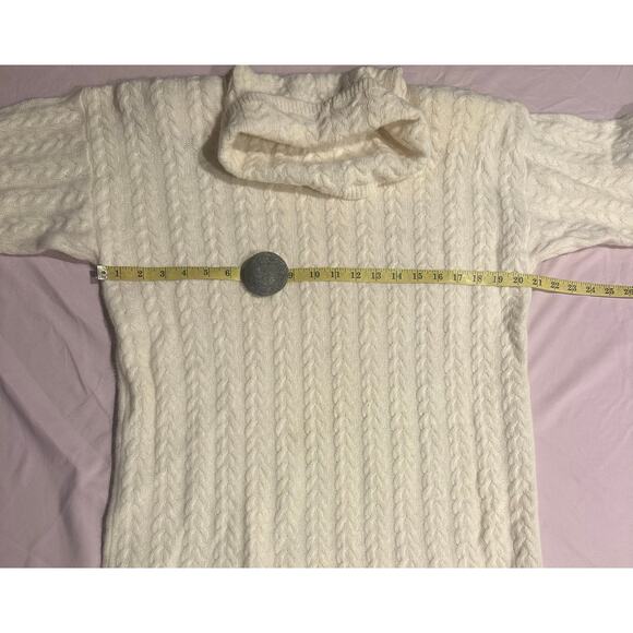 Jeanne Pierre Lambswool Angora Ivory Cable Knit Cowl Neck Sweater Small Vintage - Picture 5 of 10